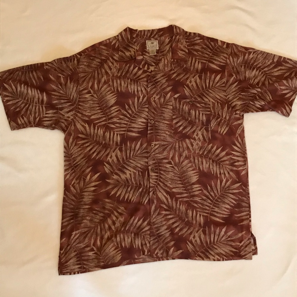 Luau Palm Leaf Pattern Tropical Button Down Shirt